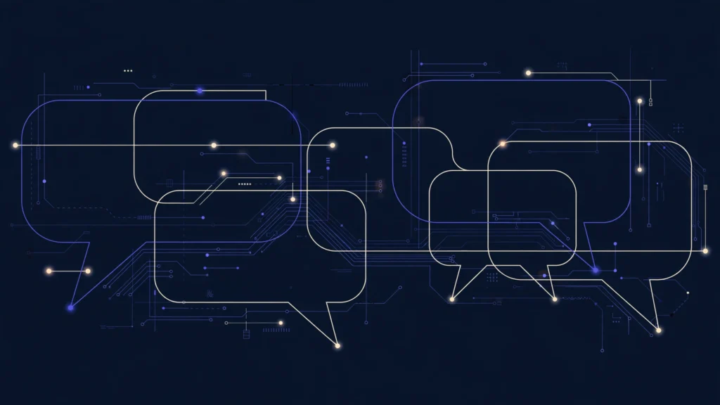 Abstract illustration of AI chatbot speech bubbles