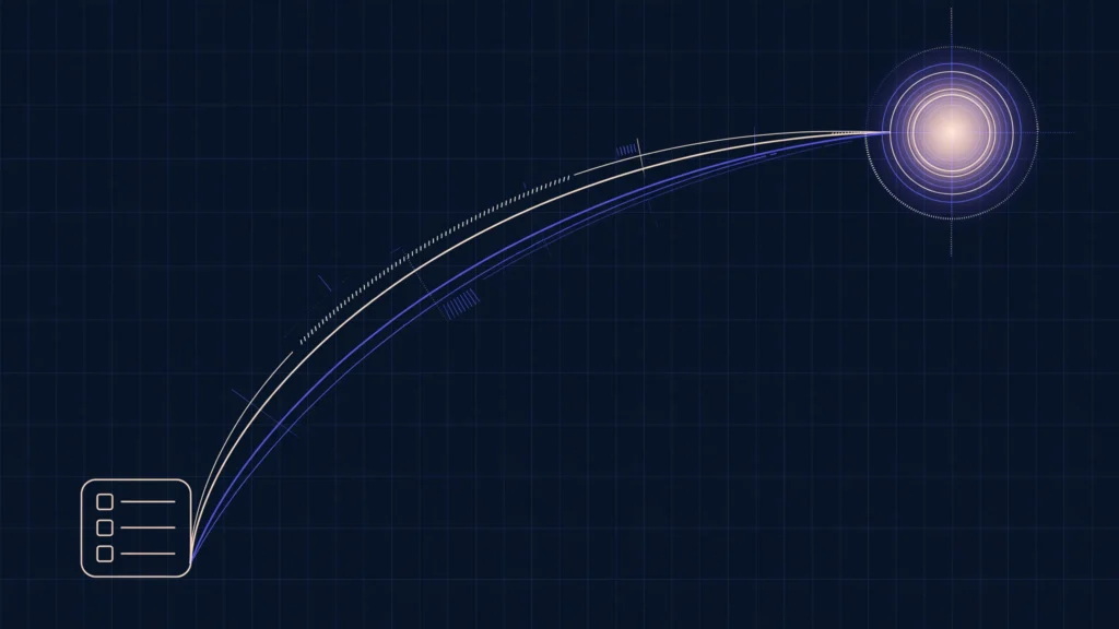 Abstract illustration of an app launch trajectory